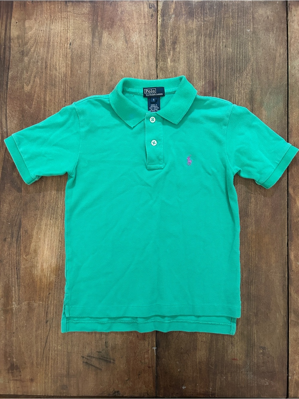 Vtg kids Polo Ralph Lauren Shirt Teal Green Pink Pony Retro size 5